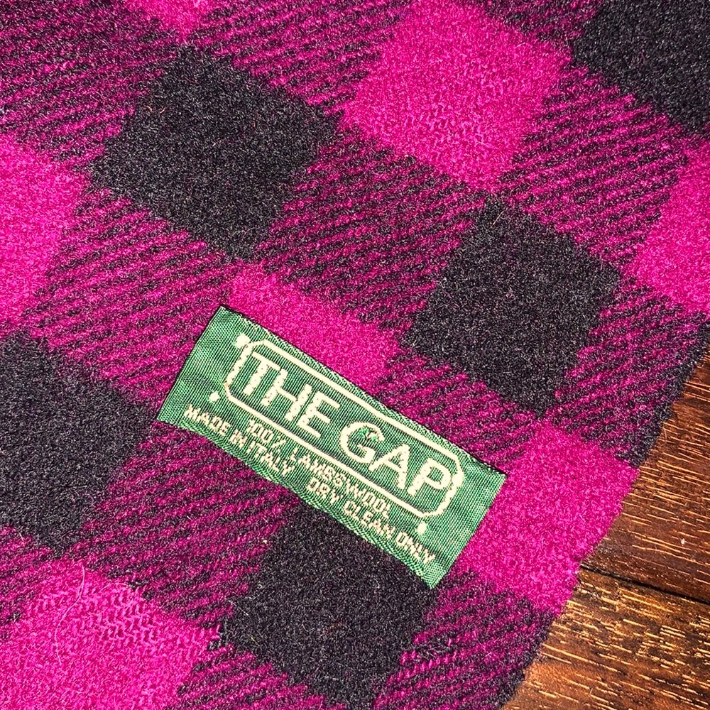 Vintage The GAP Lambswool Checked Scarf Made in Italy 🇮🇹 USED